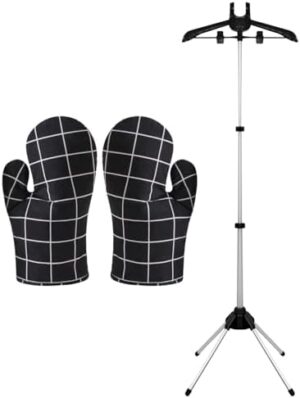 Clothes Steamer Stand With 1 Pair Ironing Gloves,Steamer Rack For Clothes,Steam Iron Stand,Garment Steamer Rack