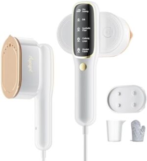 Steamer for Clothes, Travel Portable Handheld Turbo Steamer 5Mode Smart Display, 15s Heat-up Horizontal & Vertical Wrinkle Removal, Dual Function Wet/Dry Iron, Home Travel Use(PorcelainWhite)