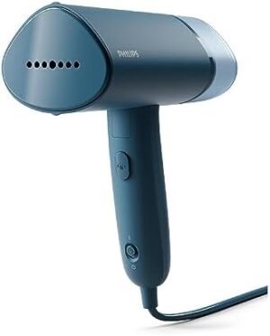 Philips 3000 Series Handheld Travel Steamer, Compact & Foldable, Fast Heat Up, 3.3oz Capacity, up to 20g/min Continuous steam, No Ironing Board Needed, Blue (STH3000/20)
