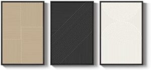Framed Large Boho Black and White Abstract Wall Art for Living Room Hallway Office, Set of 3 Piece Modern Neutral Minimalist Canvas Paintings Wall Decor Art Prints Pictures 24x36 Inch - Image 9