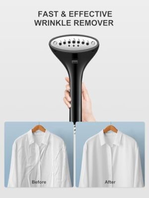 Professional Steamer for Clothes, Reemix Standing Steamer with Garment Hanger, Heats in 30 Seconds, Large Detachable Water Tank for 1 Hour Continuous Steaming, Includes Fabric Brush, Easy-roll Wheels - Image 5