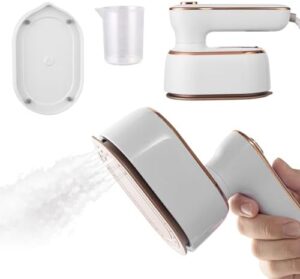 Steamer Iron For Clothes Travel Mini: Handheld Size Portable Fabric Clothing Steamers Small Hand Garment Electric Steam Ironing Machine For Clothes Travel College Dorm Home Essentials-White
