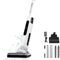 Cordless Wet Dry Vacuum Cleaner for Hard Floors/Carpet, Lightweight Vacuum Cleaner Mop with Self Cleaning, Swivel Steering, LED Display & Voice Assistance, Upright Vacuum for Home