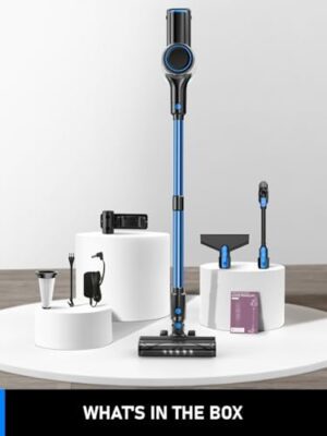 Cordless Vacuum Cleaner, 8-in-1 Vacuum Cleaners for Home, 45Mins Runtime Anti-Tangle Stick Vacuum with LED Display, 3 Modes Suction, Lightweight Vacuum for Hardwood Floor/Carpet/Pet Hair (Blue) - Image 9