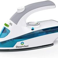 Steamfast SF-710 Mini Steam Iron, Non-Stick Sole Plate, Foldable Handle, 45 Second Heat Up Time, Cord Storage, White