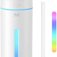 Small Humidifiers for Bedroom Nightstand Room 400ML USB Humidifer Plant Cool Mist Humidifier Easy Clean Travel Mini Portable Personal Desk Car Quiet Auto Shut-off Air Humidifier with Led Lights