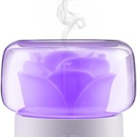 Essential Oil Diffuser Humidifier 2-in-1 Cool Mist Aromatherapy Diffuser with 7 Colors Night Lights Waterless Auto-Off Humidifier for Home Bedroom Office Yoga (White)