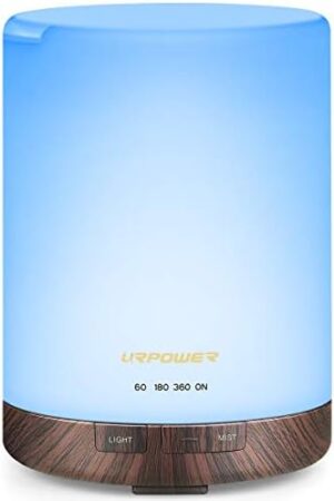 URPOWER 2nd Gen 300ml Aroma Essential Oil Diffuser Night Light Ultrasonic Air Cool Mist Humidifier with AUTO Shut Off and 6-7 Hours Continuous Diffusing and 4 Timer Settings for Home Office Yoga Spa