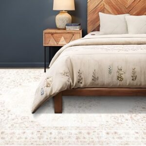Area Rug 6x9 Vintage Rug: Washable Indoor Medallion Rugs Low Pile Distressed Floor Carpet Retro Accent Rug for Living Room Bedroom Kitchen Dining Table Home Office(Distressed Beige, 6'x9') - Image 4