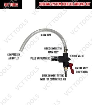 VCT 8pc Coolant System Refiller Kit, 3 Adapters, Remove Air Trapped in Cooling System, Test Radiator and Heating Core Lines for Leaks, Fits Most Radiator Necks and Coolant Reservoirs - Image 5