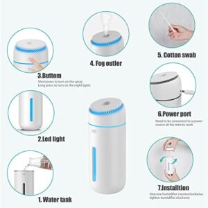 Small Humidifiers for Bedroom Nightstand Room 400ML USB Humidifer Plant Cool Mist Humidifier Easy Clean Travel Mini Portable Personal Desk Car Quiet Auto Shut-off Air Humidifier with Led Lights - Image 6