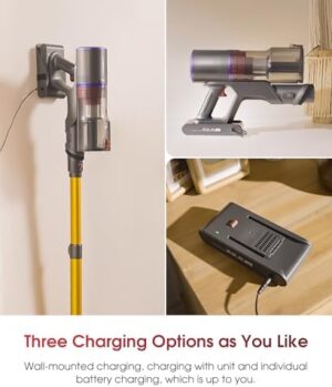 UNINELL HOME Cordless Vacuum Cleaner, 48000Pa 550W 65Mins Vacuum Cleaners for Home,LED Touch Display, Anti-Tangle Stick Vacuum Self-Standing, Vacuum Cordless Rechargeable for Pet Hair/Carpet - Image 9