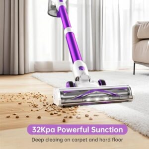 FABULETTA Cordless Vacuum Cleaner for Home, 500W Lightweight Vacuum Cleaner with MAX 50 Min Detachable Battery, Brushless Motor, 6 in 1 Stick Vacuum for Hardwood Floors and Carpet Pet Hair Car(Purple) - Image 2