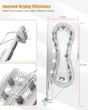 MED7230HW0 Dryer Heating Element Kit Compatible With Maytag Whirlpool MED5630HC1 MED5630HC2 MED5630HC0 MED5630HW1 MED5630HW0 MED5630HW2 MED3500FW1 MEDB765FW0 MEDB835DW4 MEDB855DC4 MEDB855DW4 - Image 3