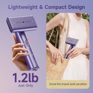 Travel Portable Steamer for clothes - Handheld Steamer for Fabric Clothing Wrinkles, 15s Fast Heat-up Rotary Garment Steamer, 1200W Light Mini Steam Iron for Home, Office and Travel (Purple) - Image 5