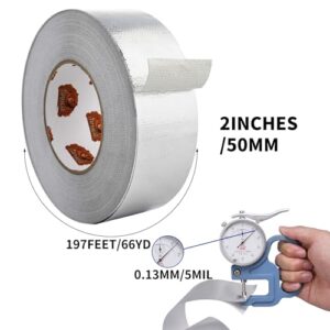 Aluminum Foil Heat Shield Tape 2inch x 65Yards, Aluminized Fiberglass Cool Tape 5.5mil Heat Resistant Tape Thermal Barrier for Air Dryer Vent, HVAC, Heating Unit, Hose and Pipe, 5Rolls/980Ft - Image 4