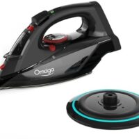 Cordless Iron, 1500W Cordless Iron with Steam - Cordless Iron for Clothes with 11.84oz Water Tank, Anti Drip Iron Cordless with Ceramic Soleplate and 3 Temperature Settings-BLACK