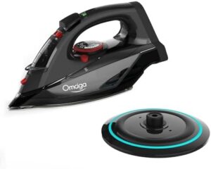 Cordless Iron, 1500W Cordless Iron with Steam - Cordless Iron for Clothes with 11.84oz Water Tank, Anti Drip Iron Cordless with Ceramic Soleplate and 3 Temperature Settings-BLACK