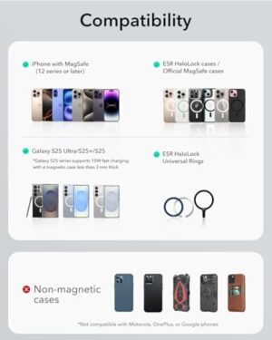 ESR for Qi2 15W MagSafe Car Mount Charger with CryoBoost, Phone Cooling MagSafe Car Charger, Air Vent/Dashboard Wireless Charging for iPhone 16/15/14/13/12, Galaxy S25 Series, Fast Charger, Black - Image 8