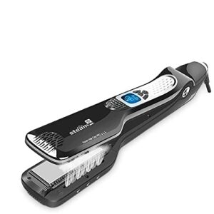Hair Straightener with Steam,Salon Professional Nano Titanium Ceramic Steam Flat Iron with Removable Comb+Digital LCD+5 Level Adjustable Temperature+Auto Temperature Lock (Black)