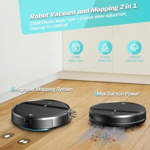 Robot Vacuum and Mop Combo, WiFi/Alexa/App Scheduling, Smart Robotic Vacuum Cleaner, Ultra-Slim & Quiet, Tangle-Free, Auto Recharge, Robot Vacuum Cleaner for Pet Hair/Carpet/Hard Floor - Image 3