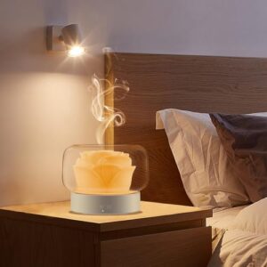 Essential Oil Diffuser Humidifier 2-in-1 Cool Mist Aromatherapy Diffuser with 7 Colors Night Lights Waterless Auto-Off Humidifier for Home Bedroom Office Yoga (White) - Image 2