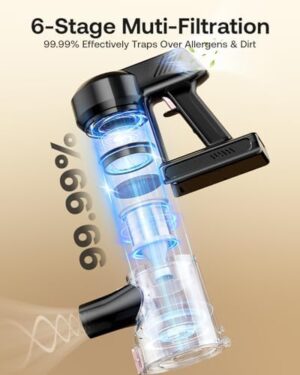 Cordless Vacuum Cleaner, 40Kpa 45Mins Vacuum Cleaners for Home, 8-in-1 Lightweight Stick Vacuum with Powerful Suction, Anti-tangle Wireless Vacuum for Carpet, Tile, Pet Hair, Hardwood Floors, Black - Image 5