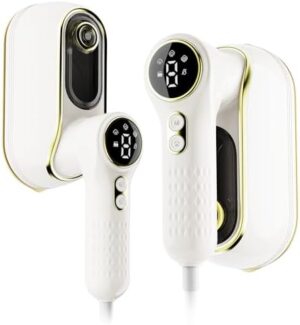 Portable Travel Steamer, 1200W Handheld Fabric Steamer for Clothes, 4 Modes with LCD Display, Powerful Wrinkle Remover for Home & Travel, 150ml Water Tank, 10S Fast Heat-Up, 180° Swivel Handle, White