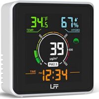 LFF Air Quality Monitor, PM2.5 Detector Indoor Air Quality Monitor, Temperature Tester, and Humidity Meter, Real Time Color Display with Backlight
