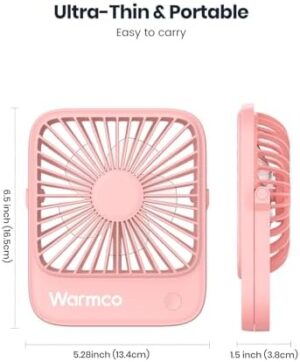 USB Desk Fan 2Pack, USB C Corded Powered Personal Fan, Strong Airflow Quiet Operation, 3 Speeds Wind Small USB Desktop Fan With 180° Tilt Folding for Office Table Home Pink - Image 7