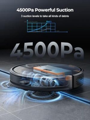 Robot Vacuum and Mop - 4500Pa Powerful Suction Robot Vacuum, 3 in 1 Robot Vacuum Cleaner with Auto Carpet Boost, Self-Charging, App/Remote/Voice for Pet Hair, Carpet, Hard Floor - Image 2