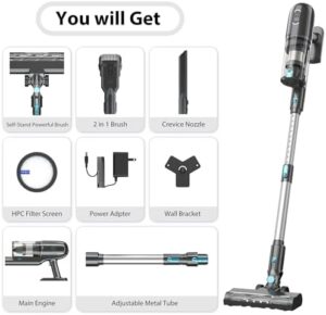 Cordless Vacuum Cleaner, 43Kpa Powerful Stick Lightweight Vacuum with LED Touch Display, 45 Mins Long Runtime, Self-Standing Brushless Motor Vacuum for Hard Floor Carpet Hair - Image 7