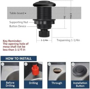 Garbage Disposal Air Switch Kit Dual Outlet Sink Top Waste Disposal Stainless Steel Black On/Off Air Button Food and Waste Disposals Part by Etoolcity - Image 5