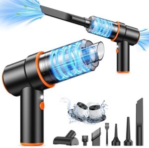 KMM Handheld Car Vacuum Cleaner, 11000PA Vacuum Cleaner & Air Duster, 120W High Power Vacuum Portable Cordless, Hand Held Vacuum Rechargeable with Multi-Nozzles & LED Light for Home, Car, Office