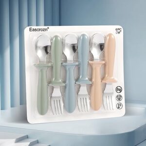 Toddler Utensils, 6 Pack kids Silverware Set with Silicone Handle, 18/8 Stainless Steel Children Safe Forks and Spoons, Dishwasher Safe - Image 7