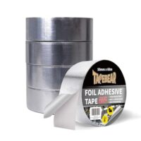 Aluminum Foil Heat Shield Tape 2inch x 65Yards, Aluminized Fiberglass Cool Tape 5.5mil Heat Resistant Tape Thermal Barrier for Air Dryer Vent, HVAC, Heating Unit, Hose and Pipe, 5Rolls/980Ft