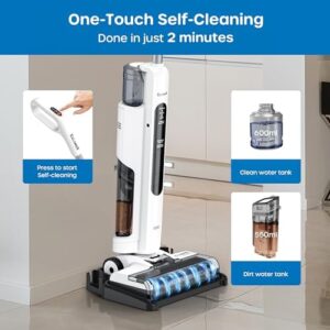 ECOWELL Wet Dry Vacuum Cleaner Cordless Vacuum Mop Wash All in One, Self-Cleaning 0.1'' Dual-Sided Edge Cleaning, 8.2 lbs Lightweight Floor Vacuum for Hard Floors - Image 3