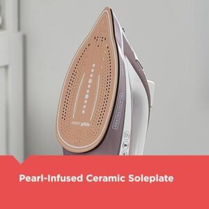 BLACK+DECKER Pearl Iron, IR2398, 50% Smoother Gliding with Pearl-Infused Ceramic Soleplate, Powerful Steam, 8 Foot Cord, Vertical Steam Function - Image 5