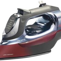 CHI Steam Iron for Clothes with 8’ Retractable Cord, 1700 Watts, 3-Way Auto Shutoff, 400+ Holes, Professional Grade, Temperature Control Dial, Lava Infused Ceramic Soleplate, Black (13113)