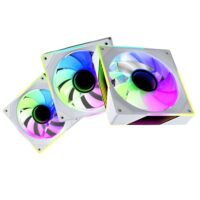 120mm RGB Case Fan, 4 Pin Control, Silent Infinity Mirror Fan (3, White, Reverse 120mm)