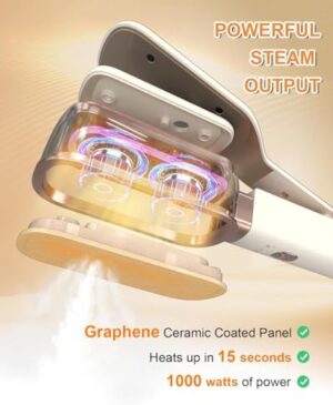 Travel Steamer for Clothes, 3 in 1 Portable Handheld Steamer, Steam Iron Wet & Dry Ironing,15s Fast Heat Up, 180° Flip, 1000W Light Mini Steam Iron for Travel and Home (Beige) - Image 3