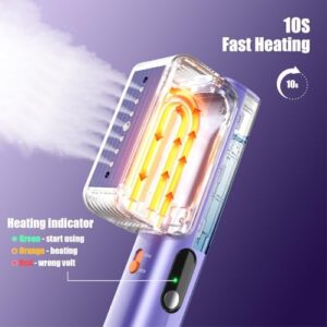 Steamer for Clothes, 100-240V Travel Steamer Portable Mini, 10s Fast Heat Up, 1000W Professional Garment Steam Iron, Clothes Handheld Wrinkles Remover, Strong Penetrating Steam, Global Travel (Purple) - Image 4