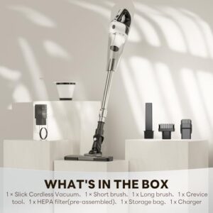 TECBOT Cordless Vacuum Cleaner, 12000 Pa Powerful Stick Vacuum with Brushless Motor, LED Touch Display, 30 Mins Long Runtime, Self-Standing Lightweight Vacuum for Hard Floor Carpet Hair, Gray - Image 6