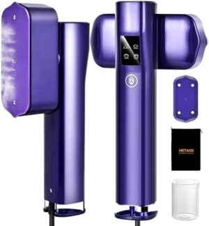 Steamer for Clothes, Portable Travel Steamer for Clothes Mini, Steamer & Iron 2 In 1, Handheld Garment Steamer 1000W, 15s Heat Up, 100ML Water Tank, LCD Display, Rotatable Clothing Steam Iron (Purple)