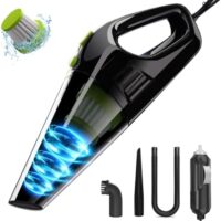 Car Wired Vacuum Cleaner, 12V Portable Vacuum with Strong Suction, 3 Attachments for Cleaning Seats, Floor Mats, and Crevices, Compact Design for Home and Car Use.365 Day Trial