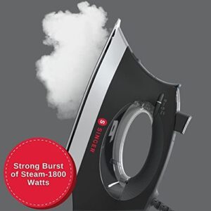 SINGER SteamCraft Plus 2.0 Steam Iron (1800W) | Steamer with Stainless Steel Plate, OnPoint Precision Tip, Vertical Steam, Auto Shutoff & 300ml Tank Capacity - Black - Image 5