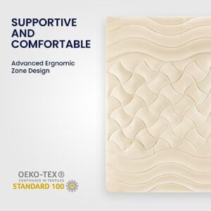 SLEEP ZONE King Size Cooling Mattress Topper, Premium Zoned Cool Mattress Pad Cover, Padded Mattress Protector Breathable Washable, Deep Pocket 8-21" (Beige, King) - Image 3