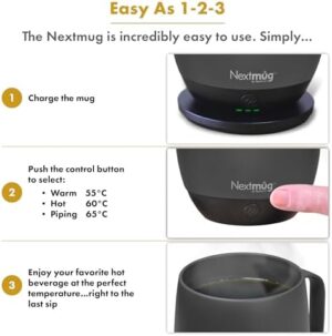 Nextmug - Temperature-Controlled, Self-Heating Coffee Mug (Graphite - 14 oz.) - Image 4