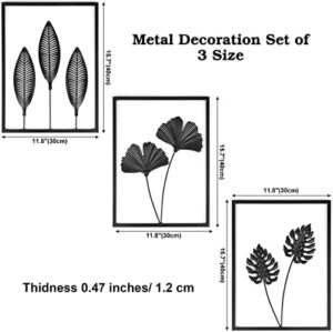 Phirown Metal Wall Art, Black Wall Decor with Light Strips 3 Pcs Modern Room Decor Rustic Farmhouse Wall Decor, Home Decor Wall for Living Room Bedroom (Vertical) - Image 5