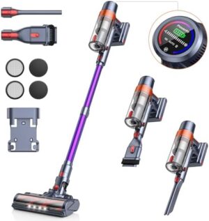 Cordless Vacuum Cleaner, 40KPA Stick Vacuum Cleaner 450W Powerful Vacuum Cleaners, Up to 55 Mins Runtime 1.5L Dust Cup Lightweight Vacuum Cleaners for Home Carpet Pet Hair Hard Floor